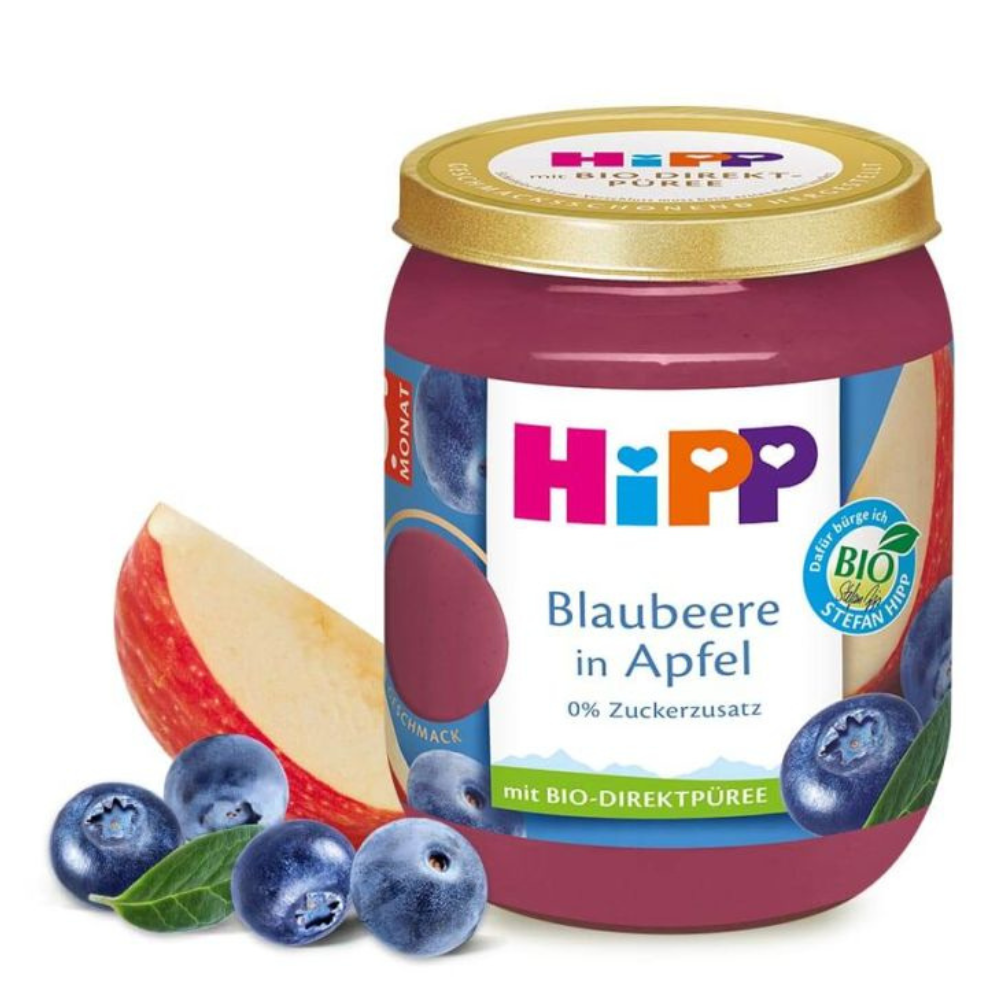 HiPP Organic Bluberry in Apple Puree Jar