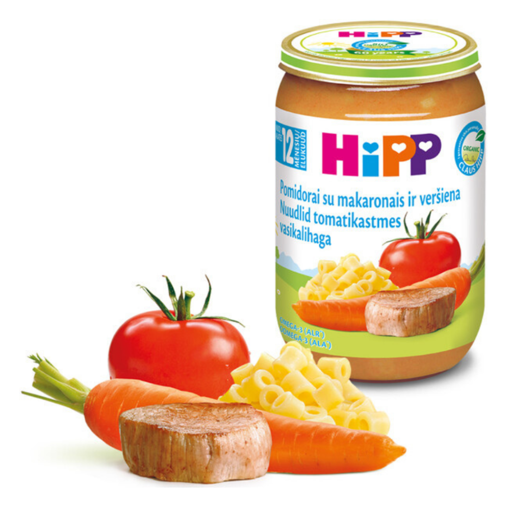 HiPP Tomatoes With Pasta And Veal Puree Jar