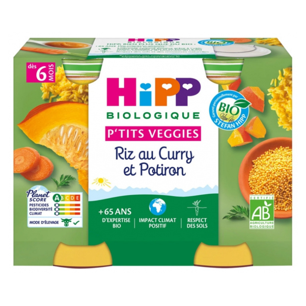 HiPP P'tits Veggies Rice With Curry and Pumpkin - 2 Jars