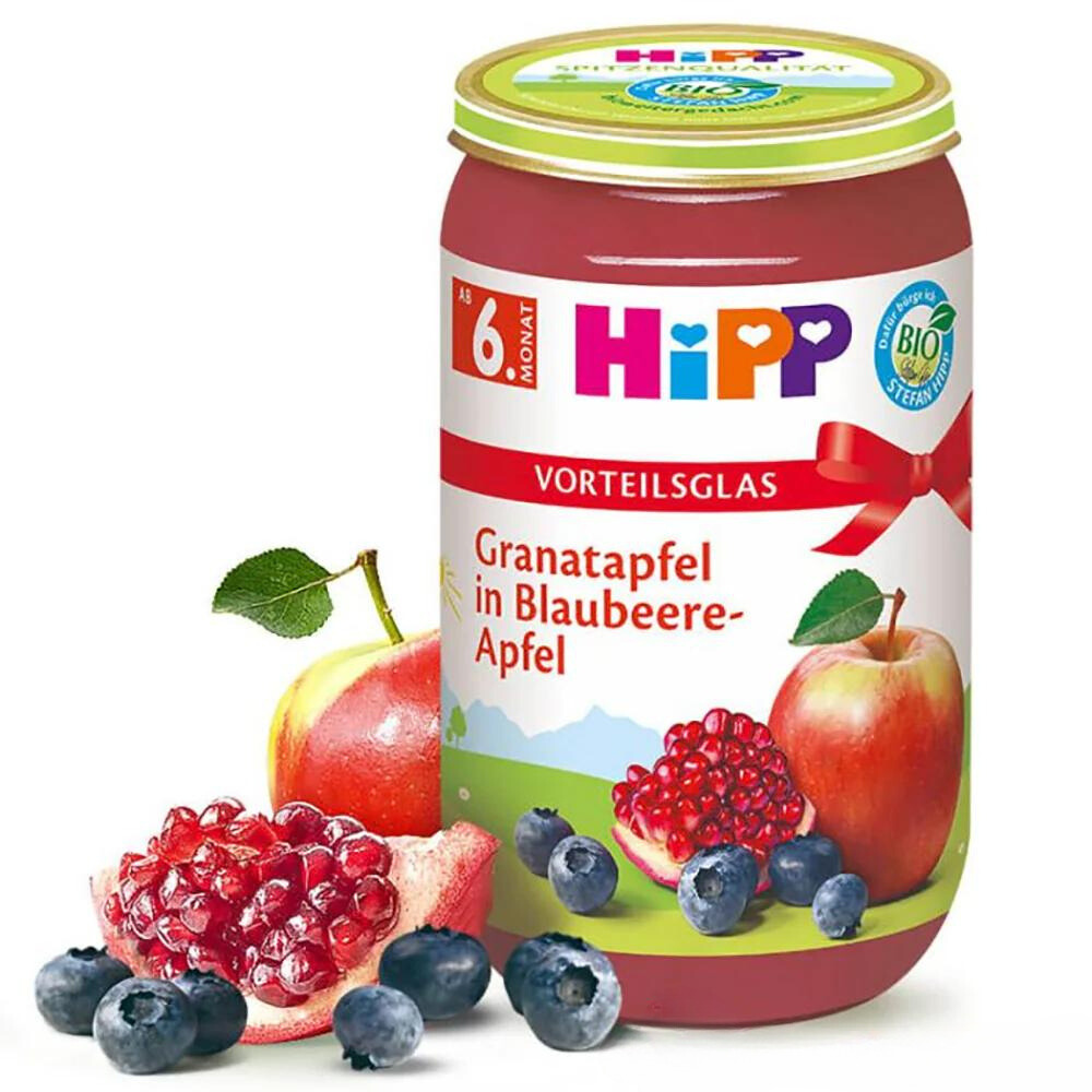 HiPP Pomegranate and Blueberries in Apple pure (large jar)