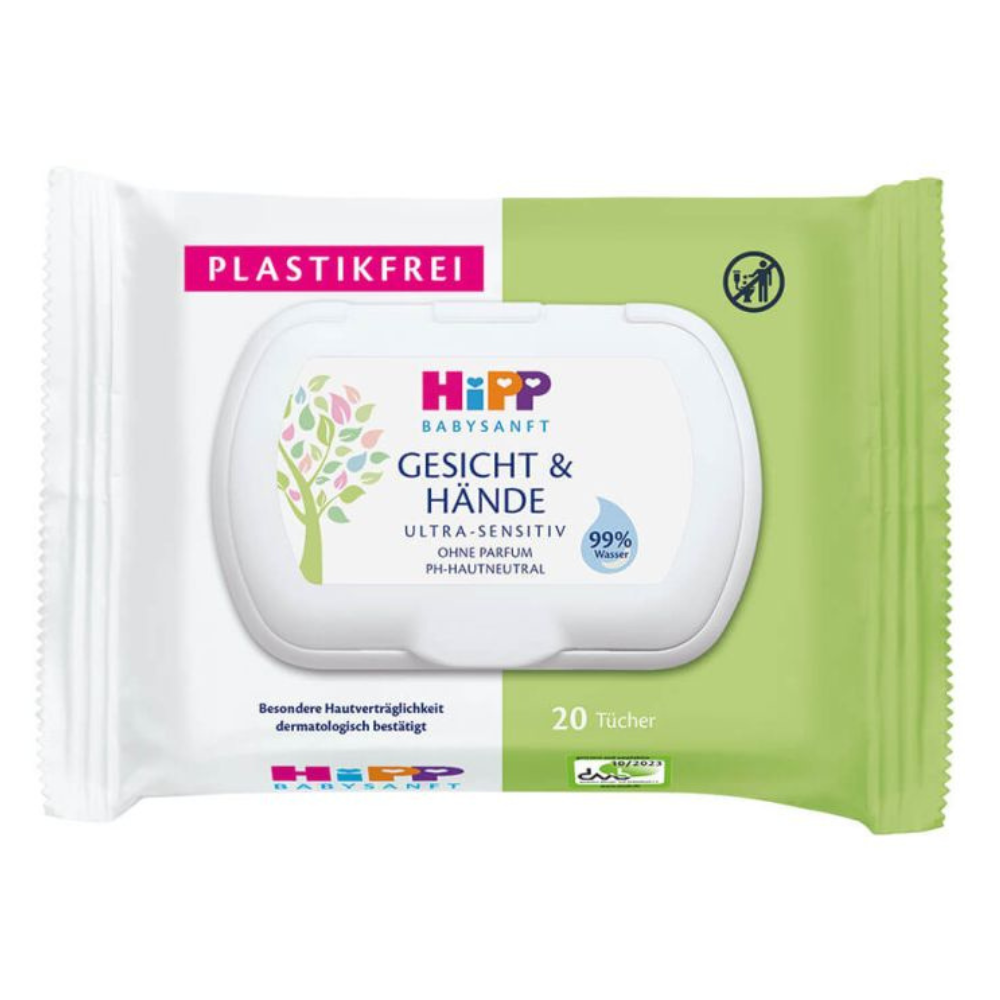 HiPP Babysanft Gentle Wet Wipes for Face and Hands - 20 cnt