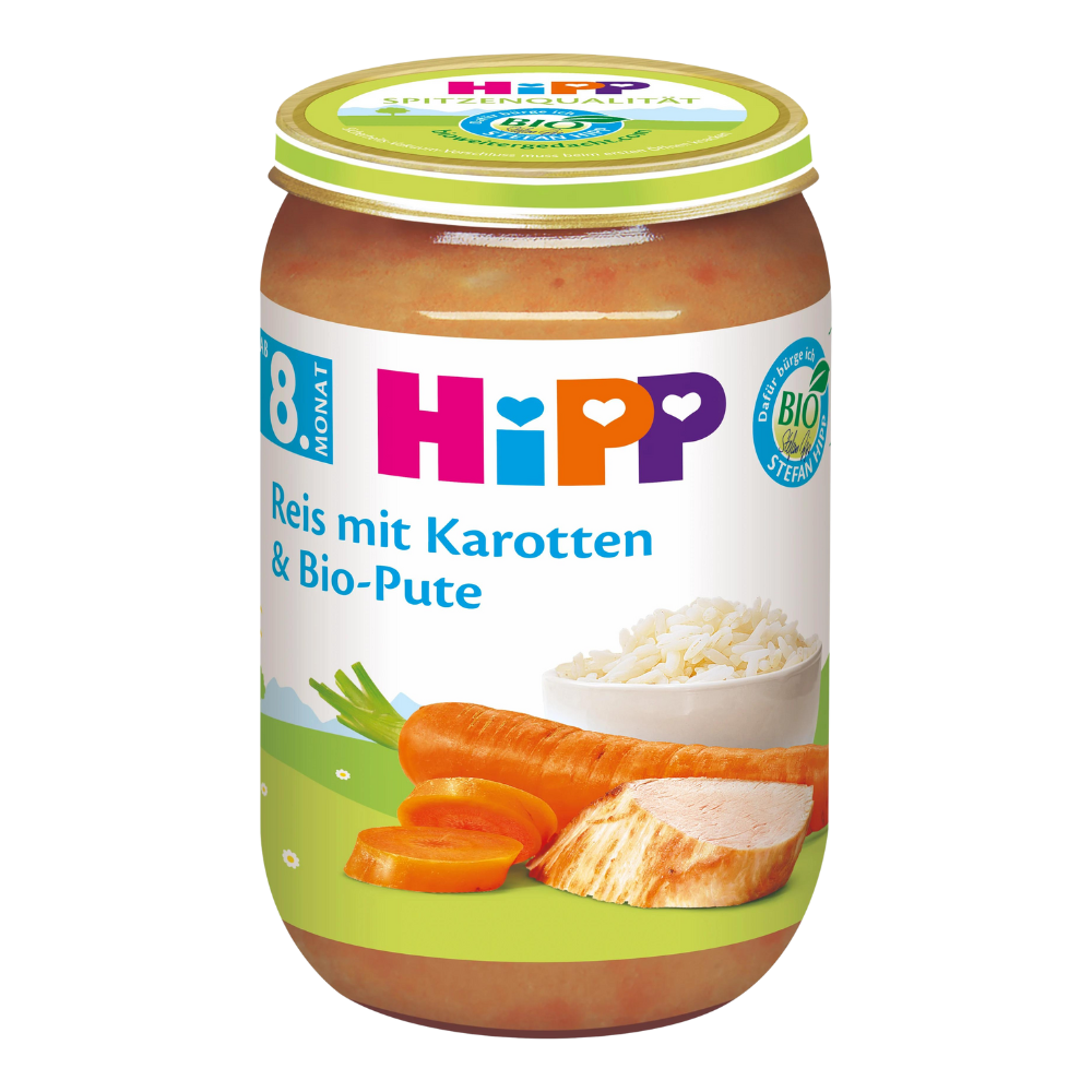 HiPP Rice with Carrots and Organic Turkey Puree Jar