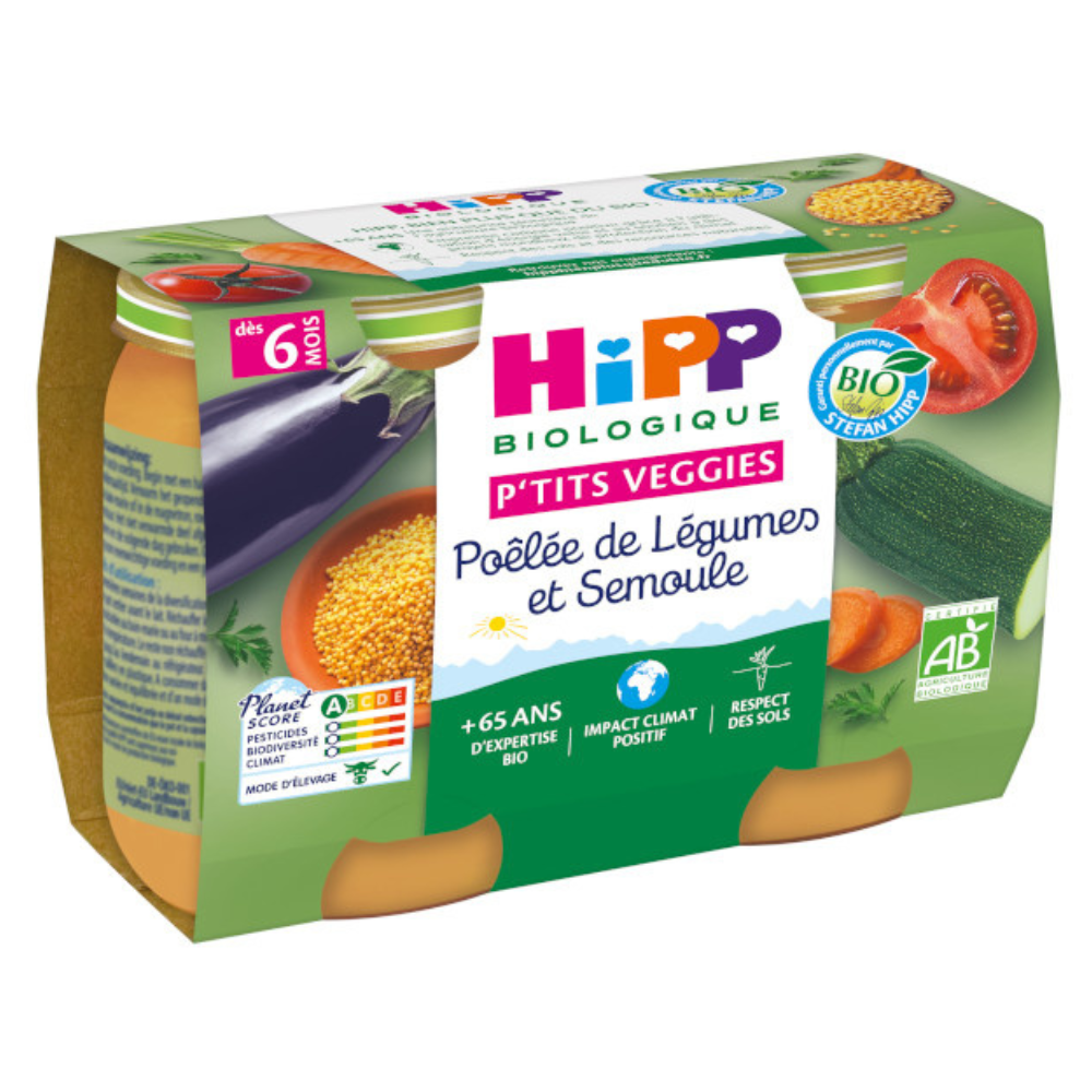HiPP Veggies Fried Vegetables and Semolina - 2 Jars