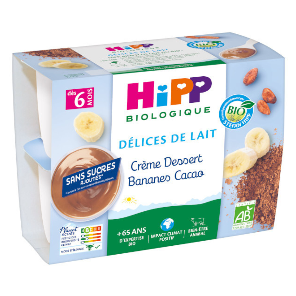 HiPP Organic Milk Delights Bananas Cocoa Dessert Cream