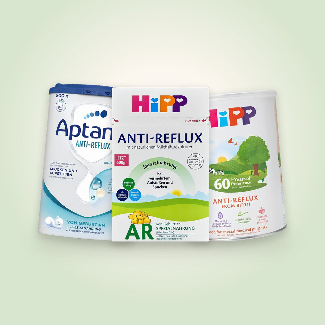 Anti-reflux AR baby formula from HiPP and Aptamil