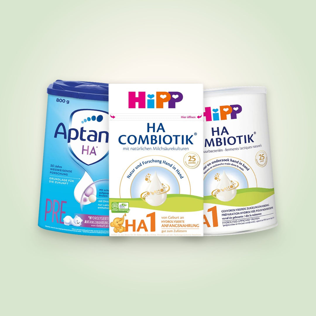 Hypoallergenic HA baby formula from HiPP and Aptamil