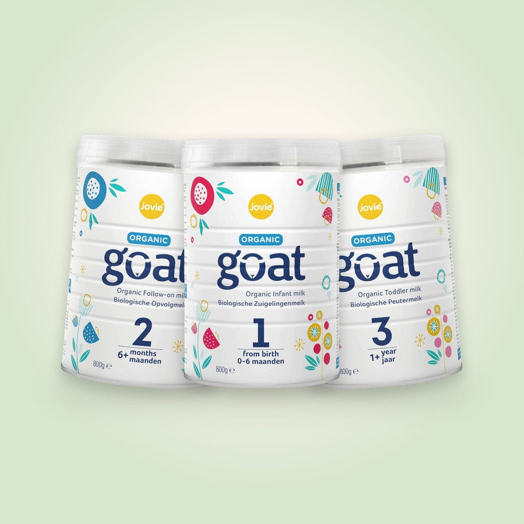 Jovie organic goat milk formula: Stage 1, Stage 2 and Stage 3