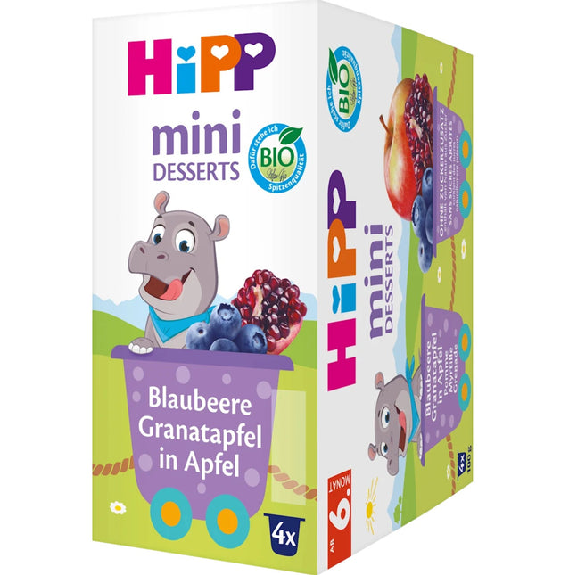 HiPP Fruit Mini-Desert -16 Sealed Cups - Blueberry Pomegranate Peach Banana Pear Apple