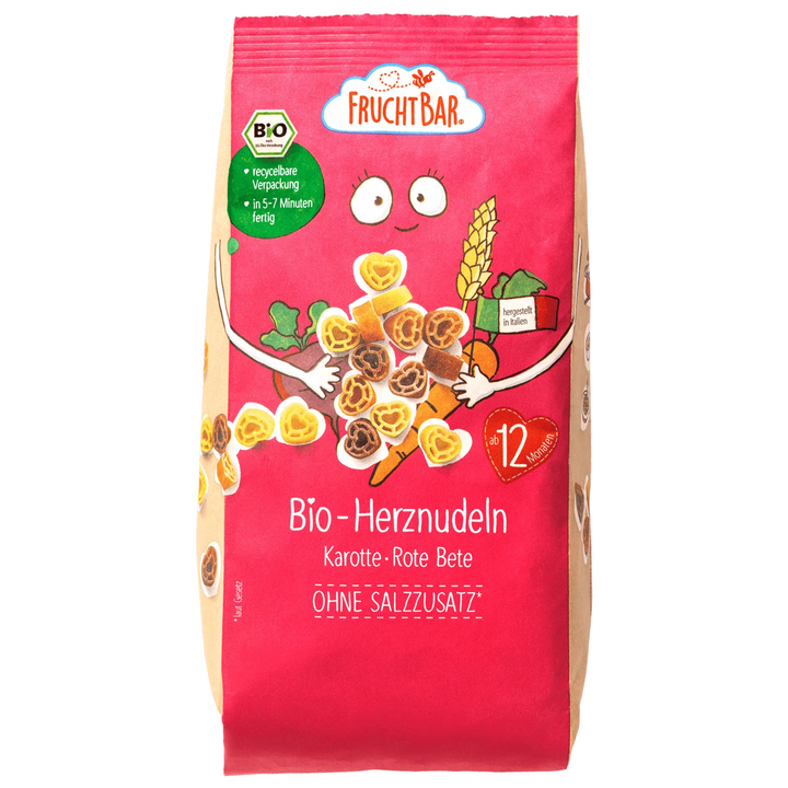 FruchtBar Kids Organic Heart Noodles - Carrot Beetroot
