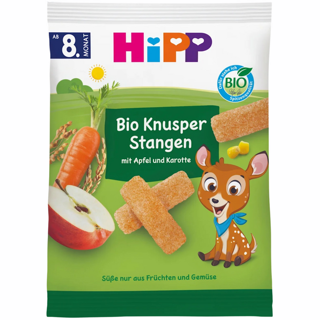 HiPP Crunchy Organic Corn‑Millet Baby Snack with Apple and Carrot