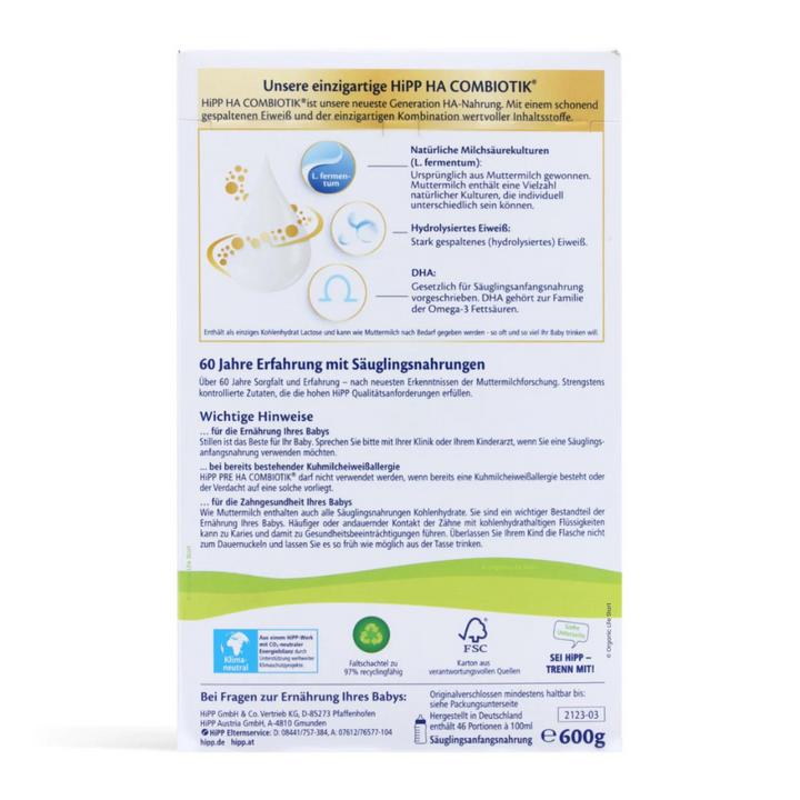 Hipp pre hydrolyzed hypo