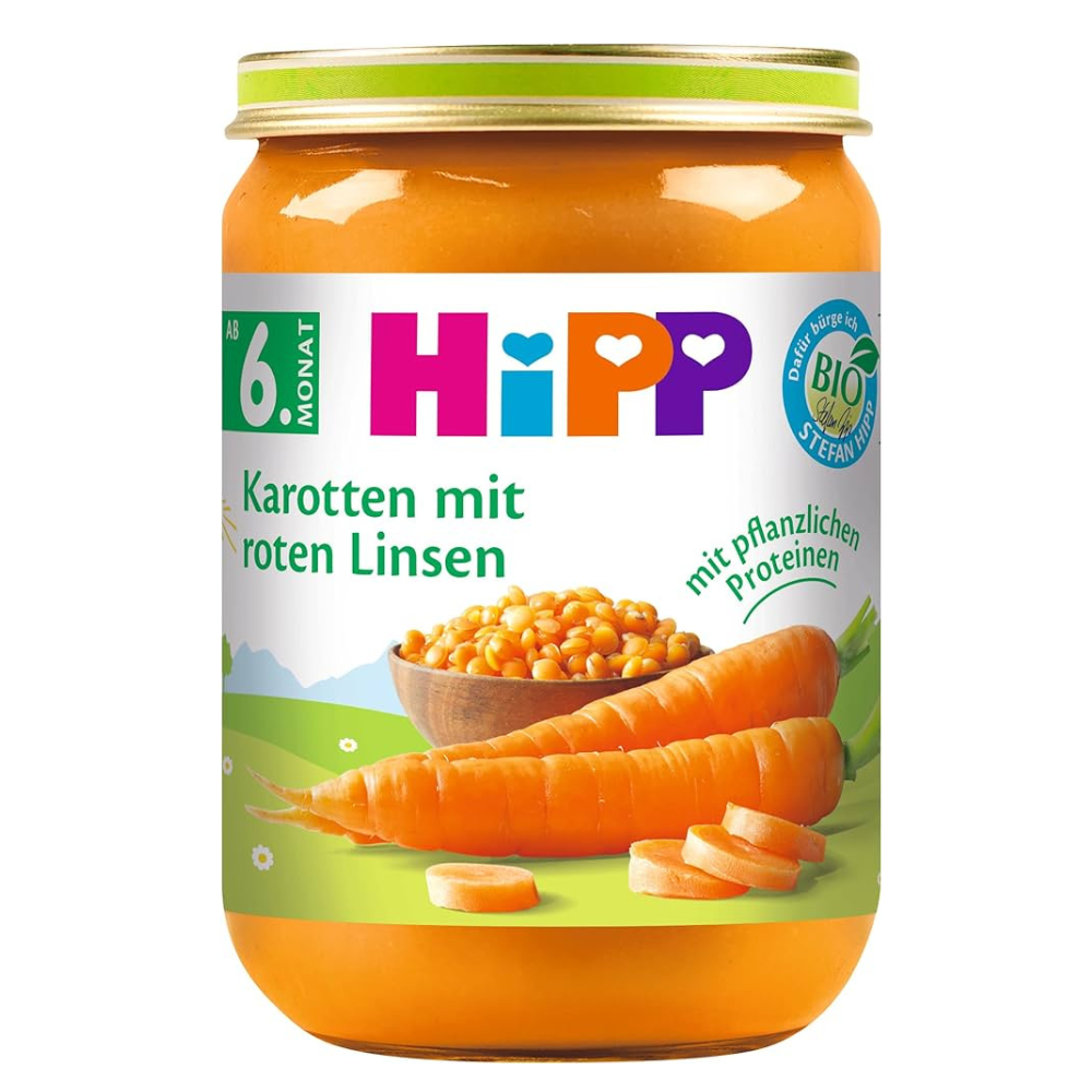 HiPP Organic Carrots with Red Lentils Puree Jar