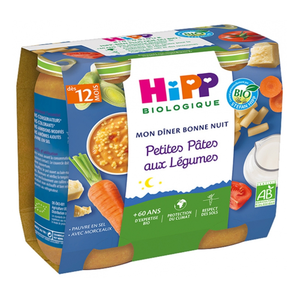HiPP Organic My Good Night Dinner Small Pasta with Vegetables - 2 Jars