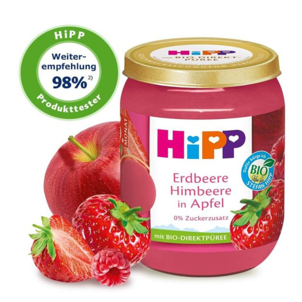 HiPP Organic Raspberry Strawberry in Apple Puree