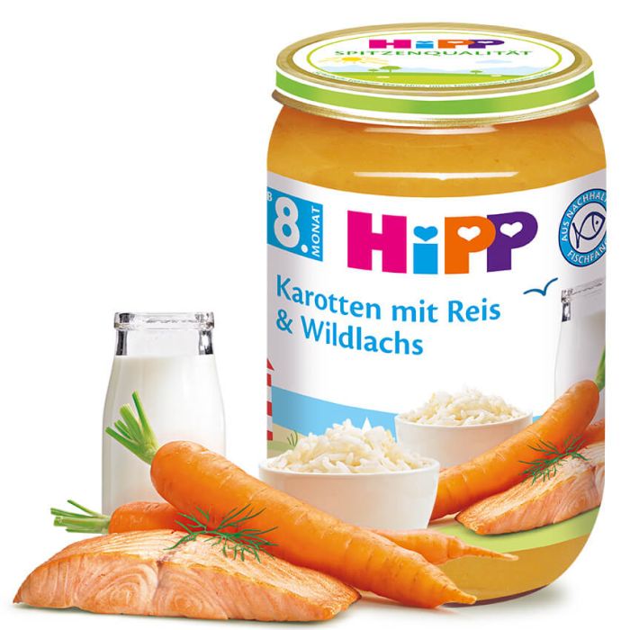 HiPP organic puree "Carrots with rice and wild salmon"