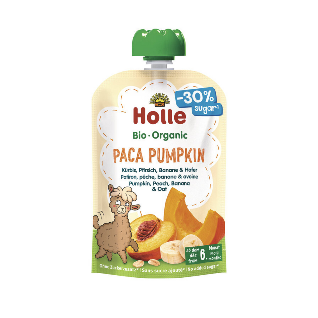 Holle Paca Pumpkin Puree Pouch with alpaca design
