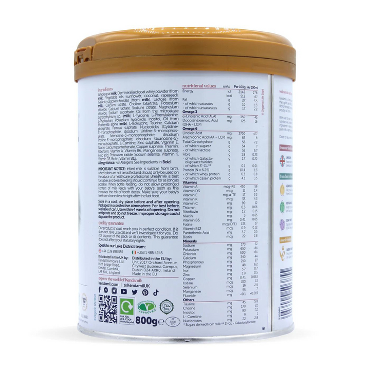 Kendamil Goat Stage 1 Formula - Kendamil Goat Infant Milk - 800 g