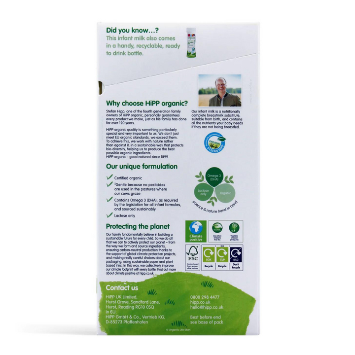 UK Hipp stage 1 organic combiotic first infant milk 