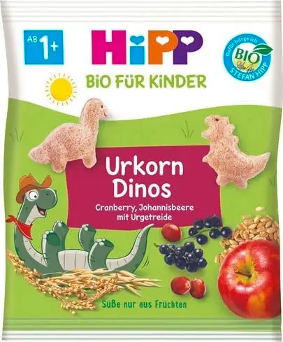 HiPP Organic  Dinosaur Crunchy Snack Cranberry, Currant, Ancient Grain - 30g