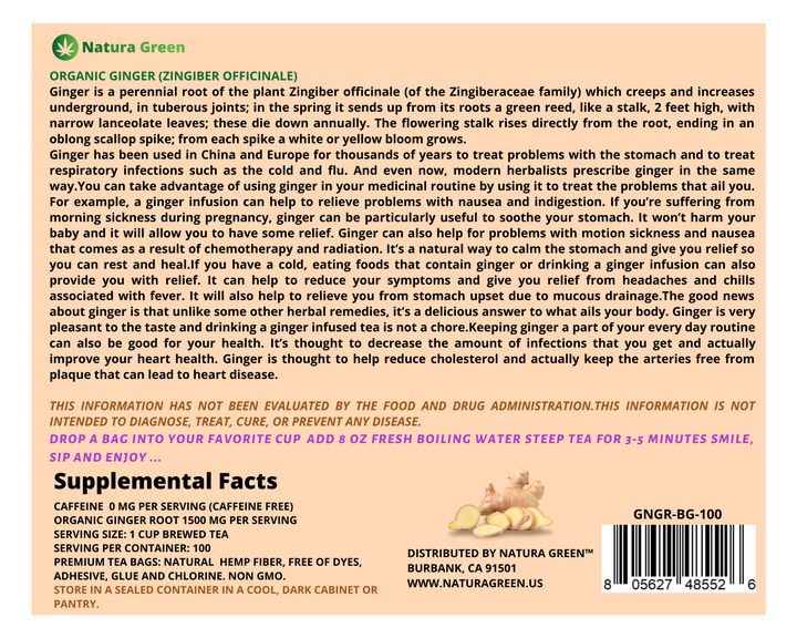 Organic Pure Ginger Tea Bags