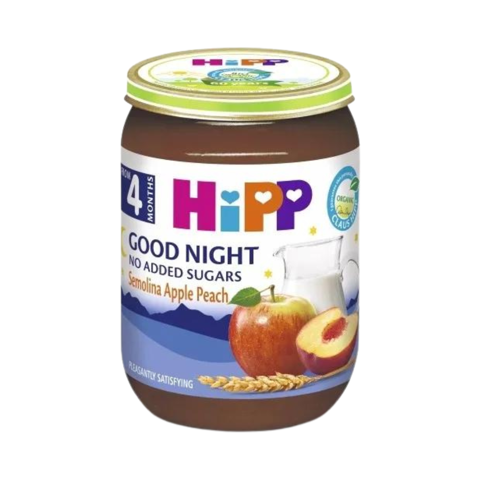 HiPP Semolina Apple Peach Milk Puree Jar