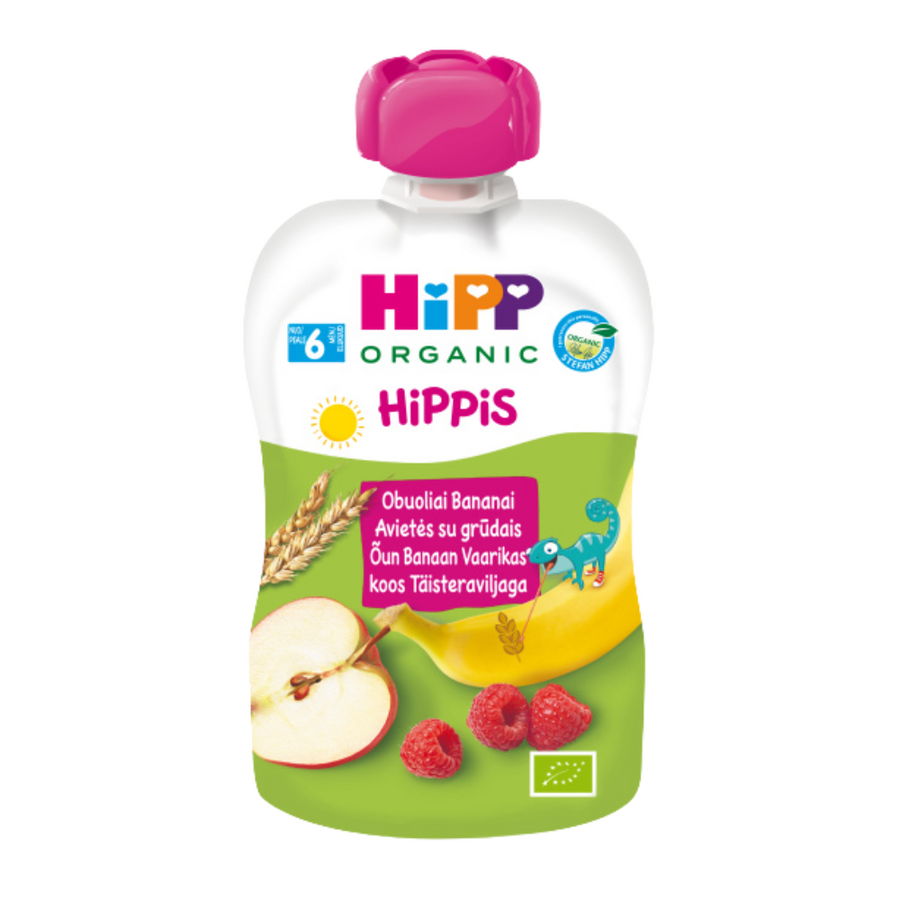 HiPP Hippis Organic Apple Banana Raspberry Puree with Grains